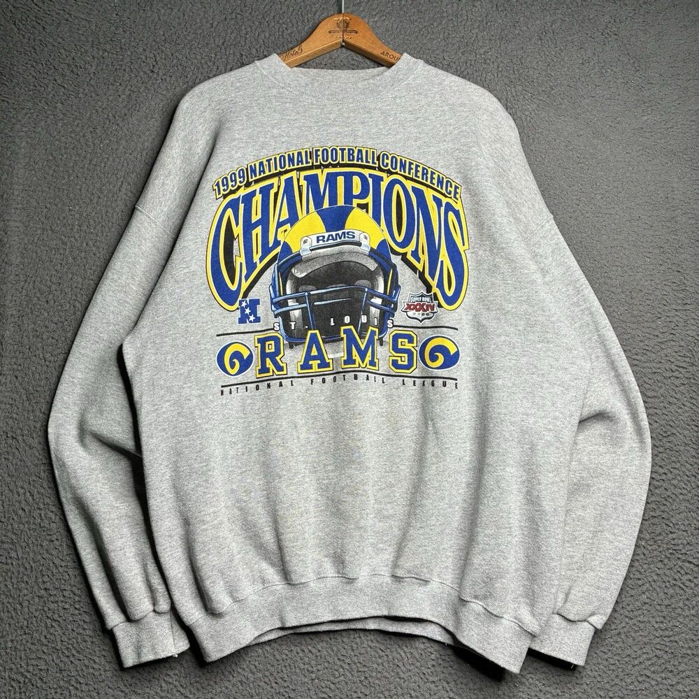 Vtg 90s St. Louis Rams Sweatshirt NFL Football Super Bowl Crewneck Sports